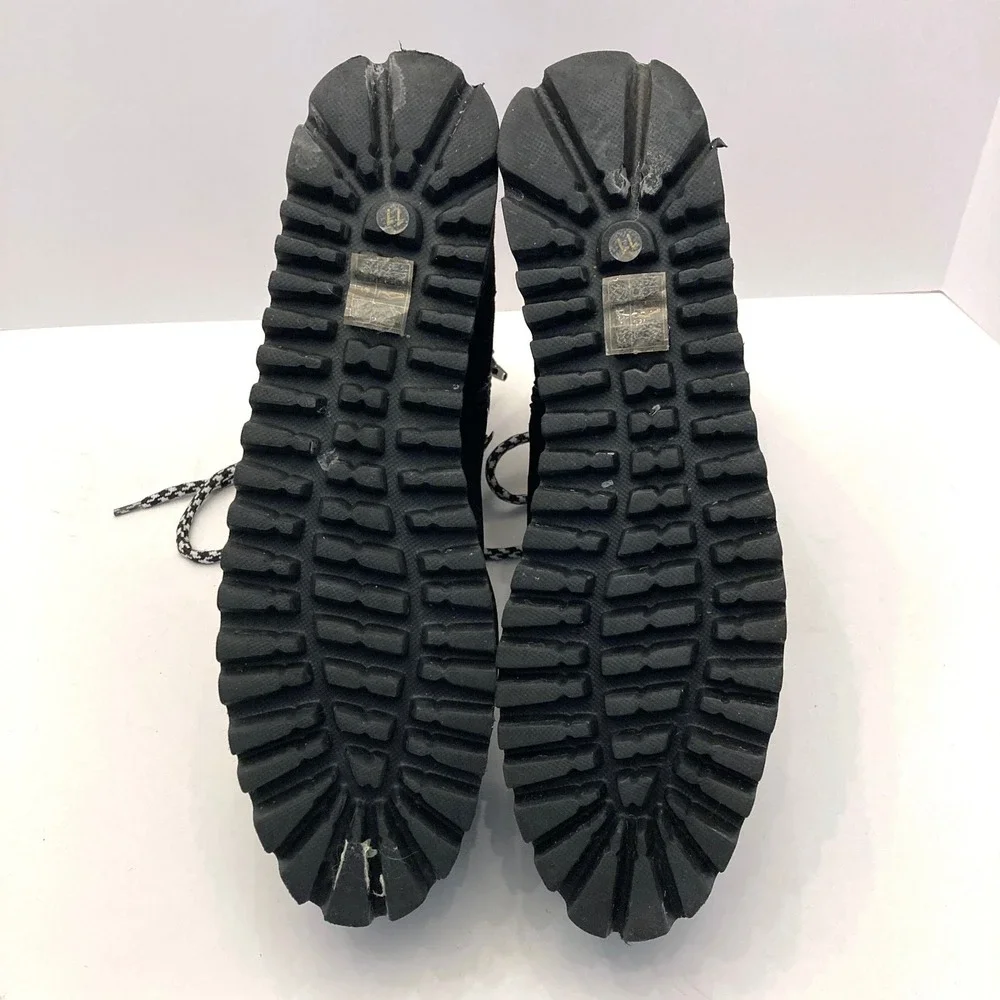 Jeffrey Campbell Platform Hiking Boots Black Suede Leather Womens 11 Lace Up